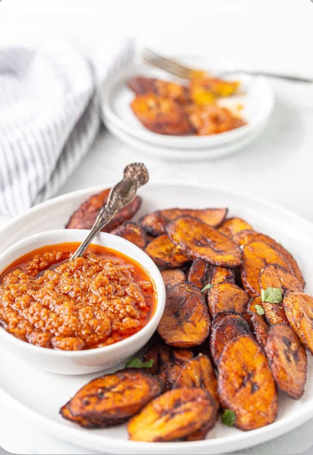 Fried Plantain With Pepper Sauce